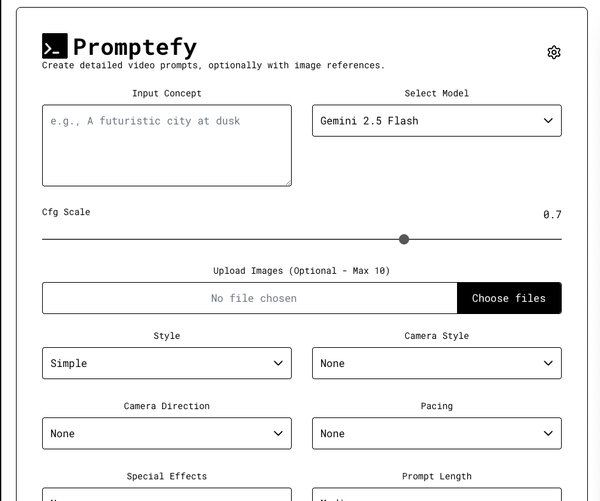 Promptefy: السر وراء برومبتات الفيديو الاحترافية باستخدام الذكاء الاصطناعي (نعم، من أجل Sora وVeo وRunwayML)